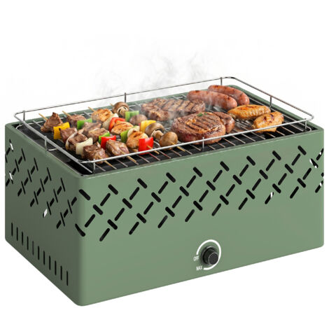 Barbecue portable charbon avec ventilateur intégré, vert clair