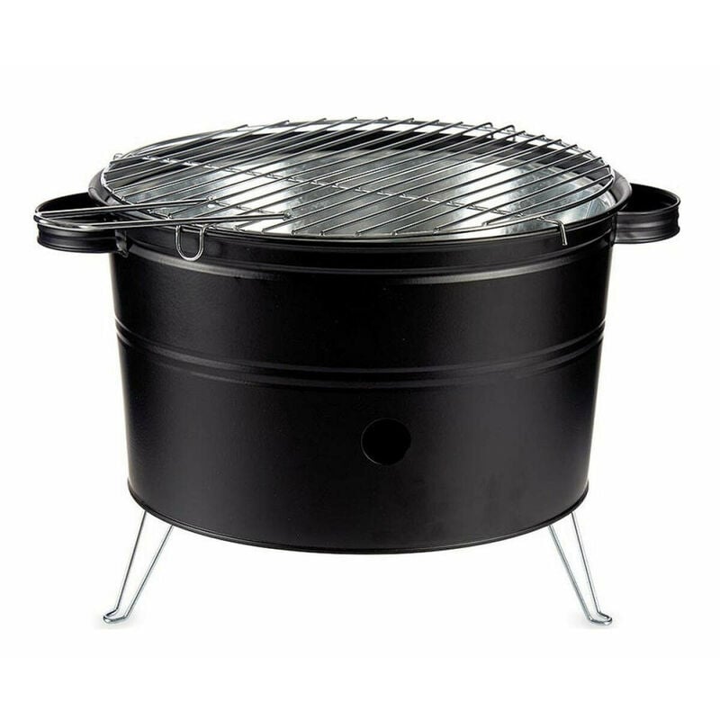 Barbecue portable à charbon de bois avec 2 poignées 42x35x21cm - noir - Noir