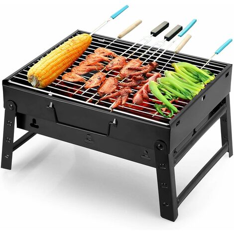 Barbecue Portable Petit Barbecue à Charbon de Table Domestique Pliable avec 1 Barbecue Grille Inox Barbecue Extérieur / Camping / Piquenique