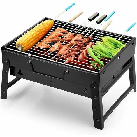 Barbecue Portable Petit Barbecue à Charbon de Table Domestique Pliable avec 1 Barbecue Grille Inox Barbecue Extérieur / Camping / Piquenique