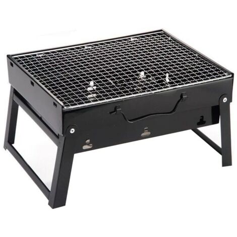 Barbecue portatile a carbone, acciaio/acciaio inox, nero