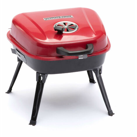 Barbecue Portatile a Carbone Carbonella 48x47x37 cm in Acciaio Rosso e Nero