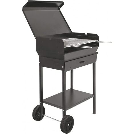 BARBECUE RETTANGOLARE A CARBONELLA "DORIANO" CON RUOTE -- griglia cm.47,5x37