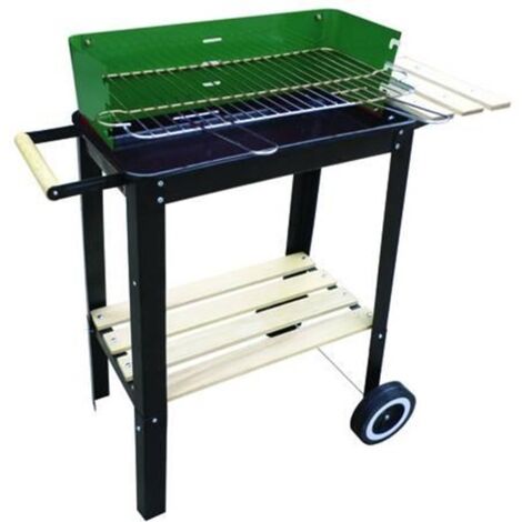 Barbecue Rettangolare con Piani in Legno Kansas, Dimensioni 79,5x26x80 cm, Struttura in Ferro Ferro 277181