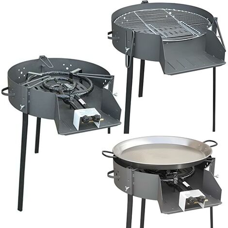 Barbecue rond avec support en Acier inoxydable coloris noir - 50 x 81 x 93 cm
