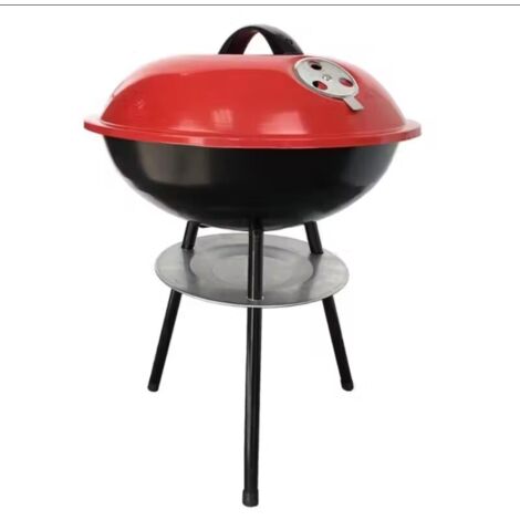 Barbecue rond de jardin au charbon de bois TG71417 pour briquettes, avec couvercle et bac à cendres portable