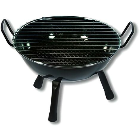 Barbecue rond vitrifié pour table en Acier inoxydable coloris Noir - 36 x 20 cm