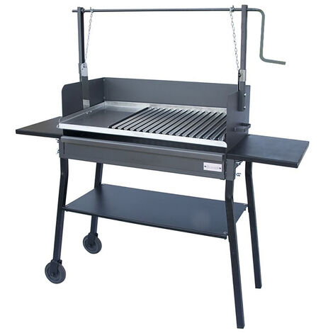 Barbecue rotissoire avec roues en Inox coloris Gris - 67 x 35 x 40 x 141 x 30 cm