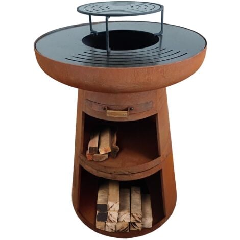 Barbecue rotondo con piastra e griglia in acciaio PURLINE EFP55RCO