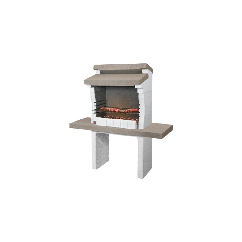 Sarom - Barbecue Sondrio en be'ton re'fractaire avec foyer 'Micronit' avec grill 140x59x147,5 cm fonctionnement au charbon