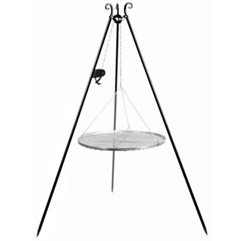Barbecue Treppiede da 180 cm con griglia in acciaio inox da 80 cm + verricello