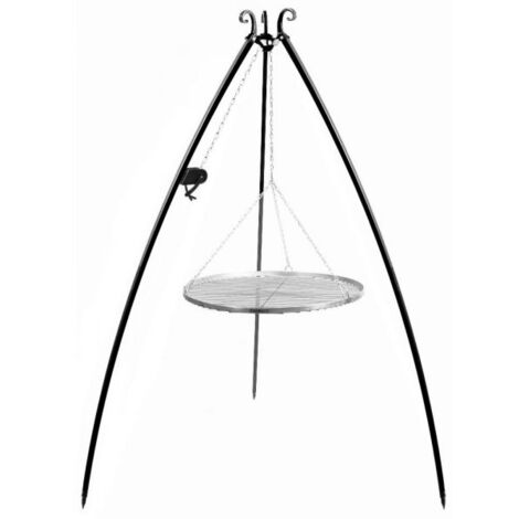 Barbecue Treppiede da 200 cm con griglia in acciaio inox da 80 cm + verricello