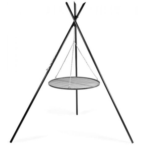 Barbecue Treppiede “TIPI” da 210 cm con Griglia in Acciaio Naturale da 80 cm