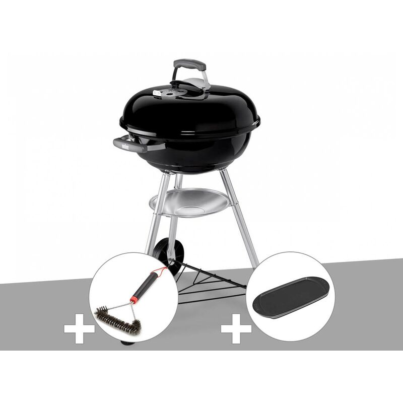 Weber - Barbecue Compact Kettle 47 cm + Brosse + Plancha
