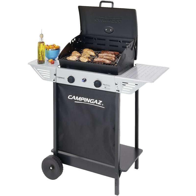 Barbecue Campingaz Xpert100L Rocky a pietra lavica in acciaio con 2 bruciatori a gas Gpl e piezo