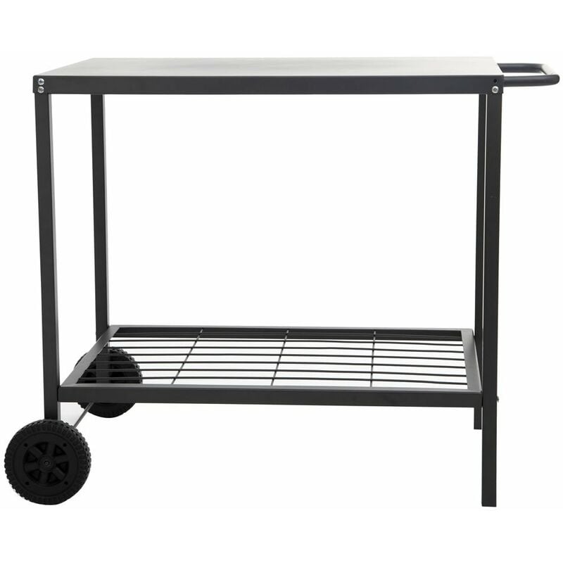 Neka - Table de jardin, mobile sur roulettes pour bbq, métal, 90x58x75 cm