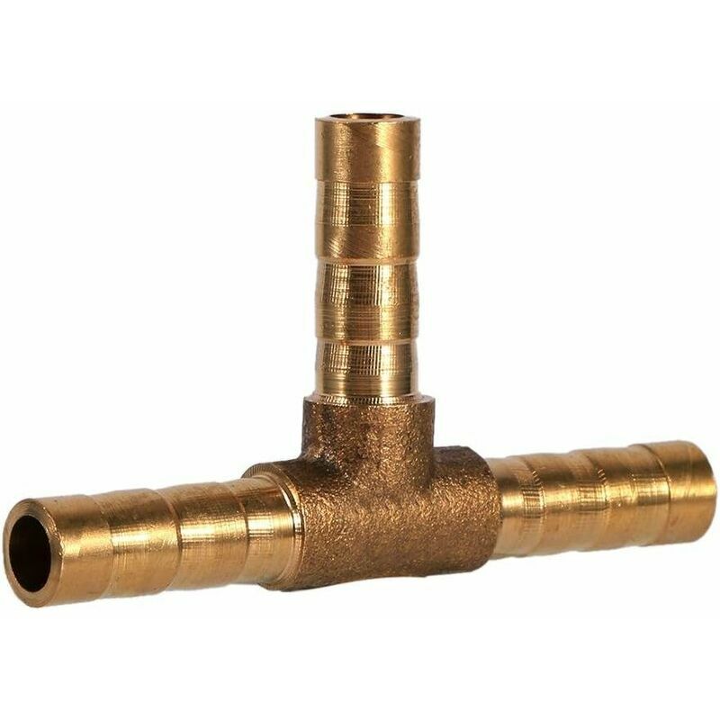 Hoopzi - Barbed Fuel Hose Fitting, 3 Way t - Brass Hose Fitting - Adapter for Fuel, Air, Water, Gas, Oil (6mm)