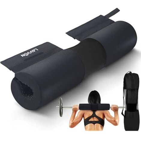 Barbell Pad - High Density Foam - Nylon Cover - Anti Slip Straps - For Squats Lunges Hip Thrusts - 1 Piece