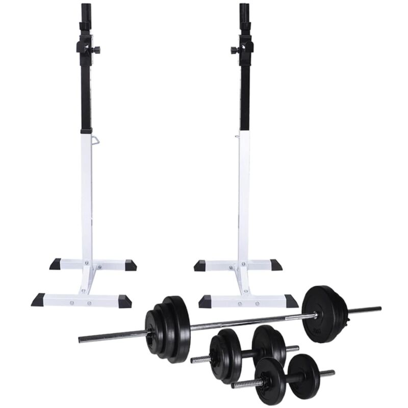 vidaXL Barbell Squat Rack With Barbell And Dumbbell Set 30.5 Kg, Multi
