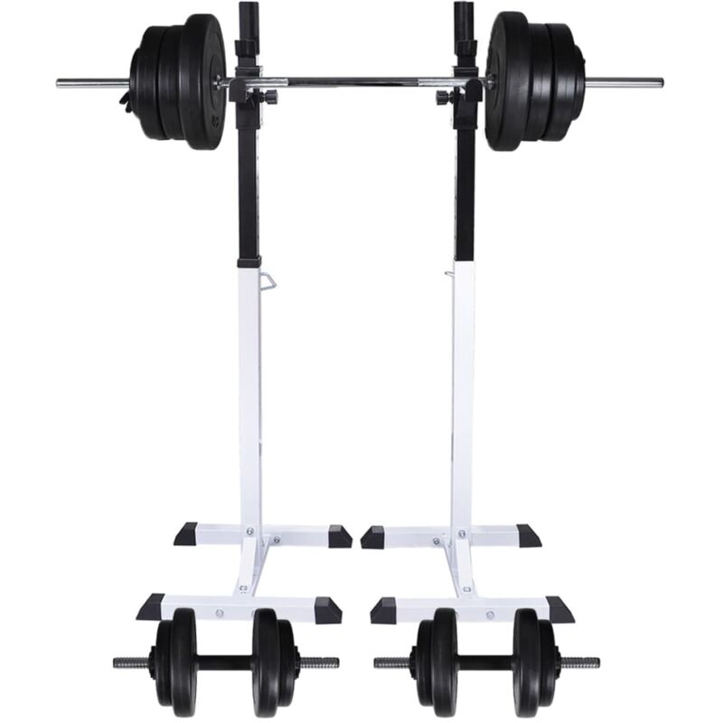 vidaXL Barbell Squat Rack With Barbell And Dumbbell Set 60.5 Kg, Multi