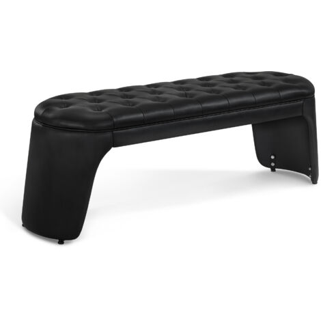 BarberPub 3-Sitzer Sitzbank für Friseursalon, Sitzbreite 150 cm, Moderne Wartebank Friseur, Polsterbank Schlafzimmer, Wohnzimmer, Flurbank W510 (Schwarz/Kunstleder)
