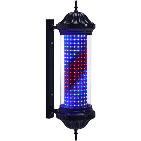 BarberPub Barber Pole Barbierstab, Barbershop Friseurstange mit LED Leucht Salon Einrichtung, Außenwandlampe für Friseursalons, Barbier Stange Licht, 81CM Salon Zeichen, Energie Sparen L041BC