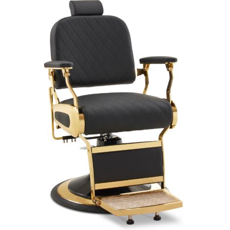Barberpub Friseurstuhl Kippbar, Friseursessel mit Kopfstütze, 360° Drehbar & Höhenverstellbar, Friseureinrichtung Modern Hydraulisch, Kunstleder, 3855(Gold-Schwarz)