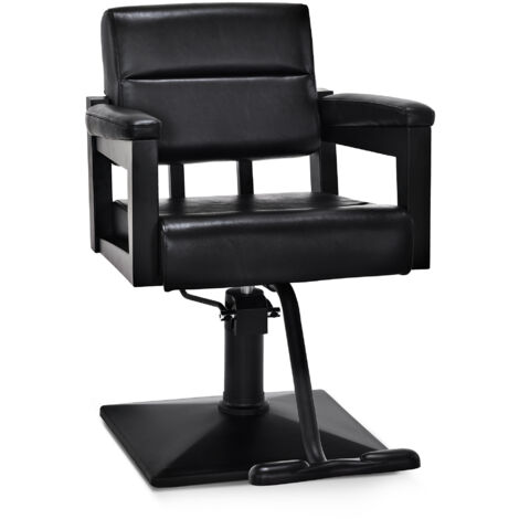 BarberPub Friseurstuhl mit Hydraulikpumpe 360° Drehbar, Friseureinrichtung Barber Stuhl Höhenverstellbar, Friseursessel PVC Kunstleder, 2058 (Schwarz)