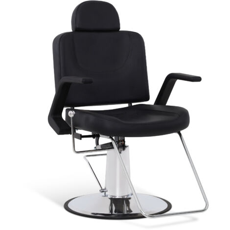 BarberPub Friseurstuhl mit Kopfstütze, Friseurstühle mit Hydraulikpumpe 360° Drehbar, Friseureinrichtung Höhenverstellbar, Barber Stuhl PVC Kunstleder, 8817 (Schwarz)