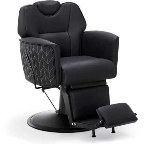 BarberPub Friseurstuhl mit Kopfstütze Kippbar, Friseureinrichtung mit Hydraulikpumpe 360° Drehbar, Bedienungsstuhl Höhenverstellbar, Barber Stuhl Friseurstühle Kunstleder, 2625 (Schwarz)