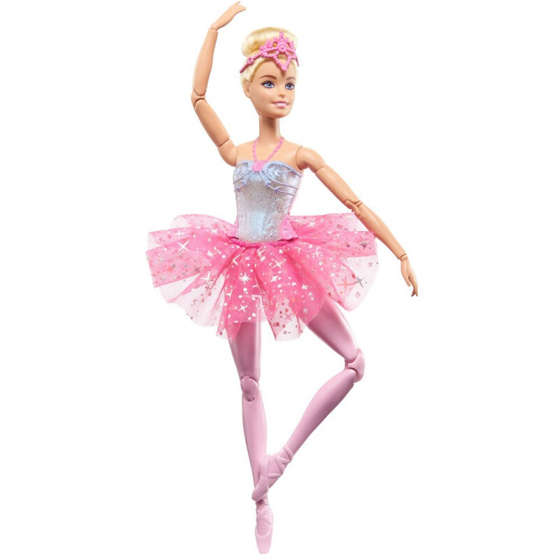 Barbie Dreamtopia Poupée Mannequin Ballerine, Avec Lumières Scintillantes, Poupée Danseuse Blonde Articulée, Avec Diadème Et Tutu Rose, Jouet pour