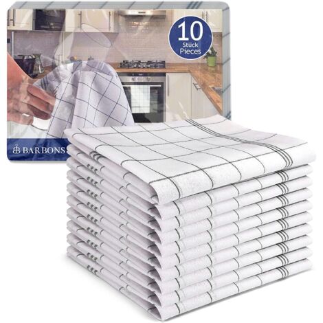 ZMLEVE BARBONS Lot de 10 torchons de Cuisine en Coton - Torchons de Cuisine, torchons en Coton, 40x60cm