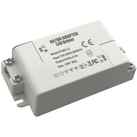 Barcelona Led – Alimentation LED 24V DC 12W 0.5A – Protection contre surchauffe et courts-circuits – Dimensions 75x32x23mm – Pour luminaires 24V DC - 100-240V