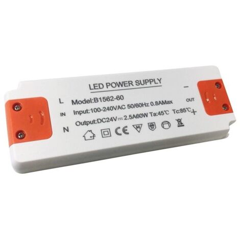 Barcelona Led – Alimentation pour luminaire 24V 60W – Transformateur à tension constante – IP20 ultra fin pour projets d'éclairage