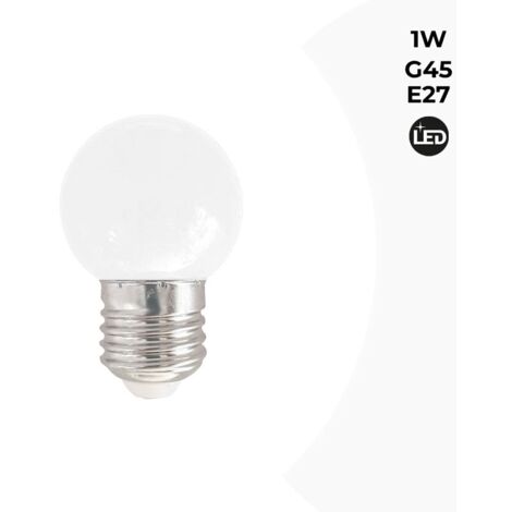 Barcelona Led – Ampoule LED E27 1W G45 couleurs – Blanc chaud décoratif – Éclairage économique et lumineux – Pour guirlandes et terrasses