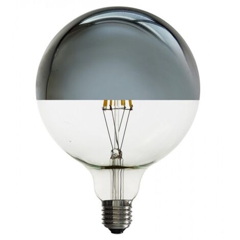 Barcelona Led – Ampoule LED globe miroir argenté E27 G125 – 6W – 600 lumens – 3000K – Non dimmable – Angle d'ouverture 360°