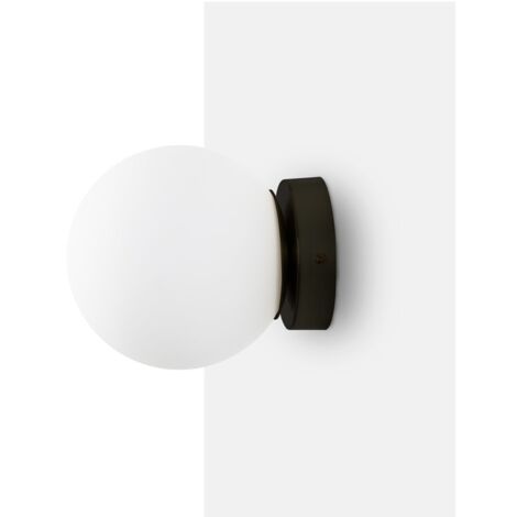 Barcelona Led – Applique murale en verre sphérique noir – Aluminium et verre – Ø 150mm – 40W – IP20 pour intérieur – Compatible E27 G45