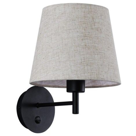 Barcelona Led – Applique murale LED abat-jour lin – Support aluminium thermolaqué – Ø 220 x 300 mm – Douille E27 pour ampoule 40W