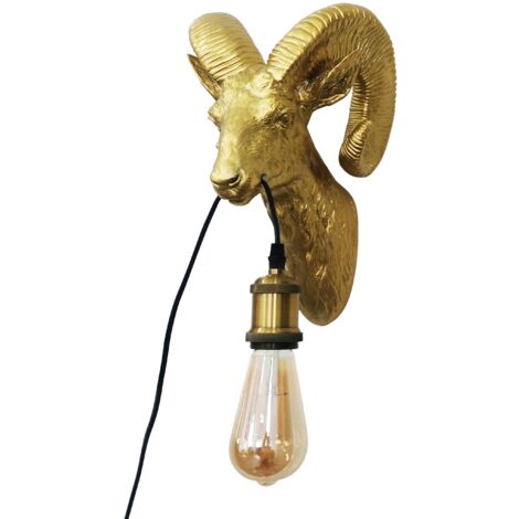 Barcelona Led – Lampe murale sculpturale dorée 'Capris' – Applique vintage en résine – Culot E27 – Dimensions 200x330mm – IP20 pour intérieur