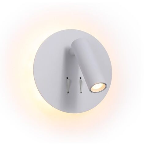BARCELONA LED - Applique murale « Quart » avec lampe de lecture orientable– Blanc chaud 3000 K – Interrupteurs indépendants – Idéale pour les têtes de lit, les chambres à coucher, les bureaux.
