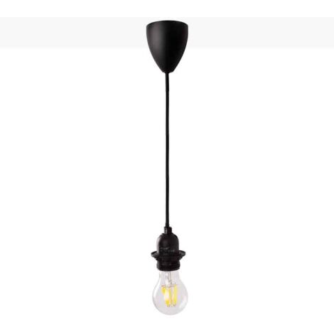 Barcelona Led – Câble électrique pour suspension E27 130cm – Polycarbonate noir – Hauteur réglable jusqu'à 1,3 m – Tension 220-240 V AC