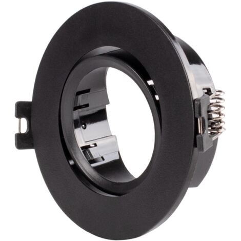 Barcelona Led – Collerette ronde orientable à encastrer pour ampoule GU10/MR16 – Ø 90 x 29 mm – Installation rapide avec ressorts – Polycarbonate noir