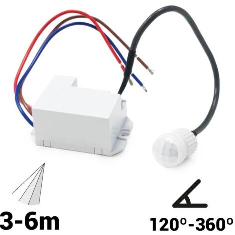 Barcelona Led – Détecteur de mouvement PIR mural/plafond 3-6m – Angle de détection 120°-360° – IP20 pour usage intérieur – Réglage crépusculaire 10-2000 lux