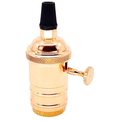 Barcelona Led – Douille E27 vintage avec interrupteur latéral en bronze rosé – Compatible avec câbles textiles – Pour ampoules vintage