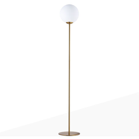 Barcelona Led – Lampadaire globe en verre opale et métal doré – Hauteur 153 cm – Puissance 40W – Compatible ampoule E27 – IP20 pour intérieur