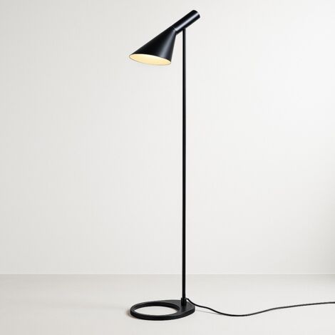 Barcelona Led – Lampadaire LED noir minimaliste 158cm orientable – Aluminium laqué – Abat-jour asymétrique pour éclairage doux – Compatible ampoule E27