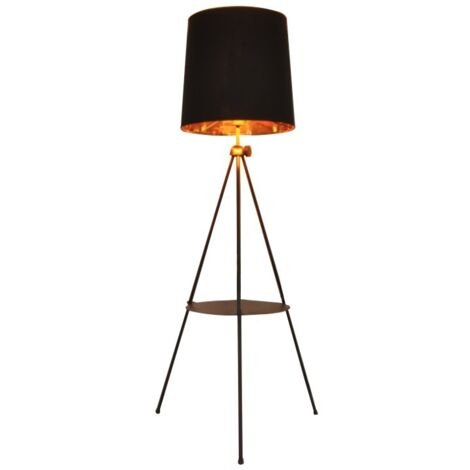 Barcelona Led – Lampadaire trépied en aluminium noir avec tablette intégrée – Hauteur ajustable 1280-1630 mm – Éclairage LED 60W – Indice de protection IP20