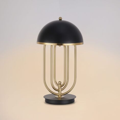 Barcelona Led – Lampe à poser Art déco 'Lindsay' – Métal noir – Douille E27 x 2 – Puissance 40W – Dimensions ⌀280 x 510 mm – Usage intérieur IP20