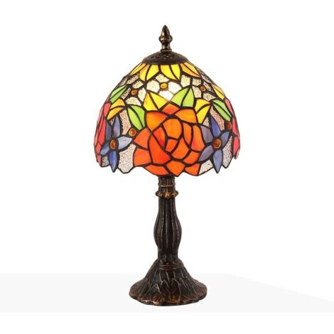 Barcelona Led – Lampe à poser d'inspiration Tiffany – Abat-jour en mosaïque de verre – Douille E27 – Hauteur 380mm – Utilisation intérieure IP20