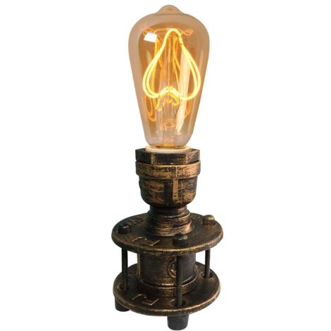 Barcelona Led – Lampe à poser en bronze – Douille E27 – Tension 230V – Style rétro industriel – Luminosité chaleureuse avec ampoules LED